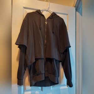 Darker Wavs Dolls Kill Crossfade Washed Layered Zip-up Hoodie